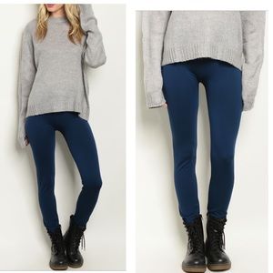Navy fleece lined leggings